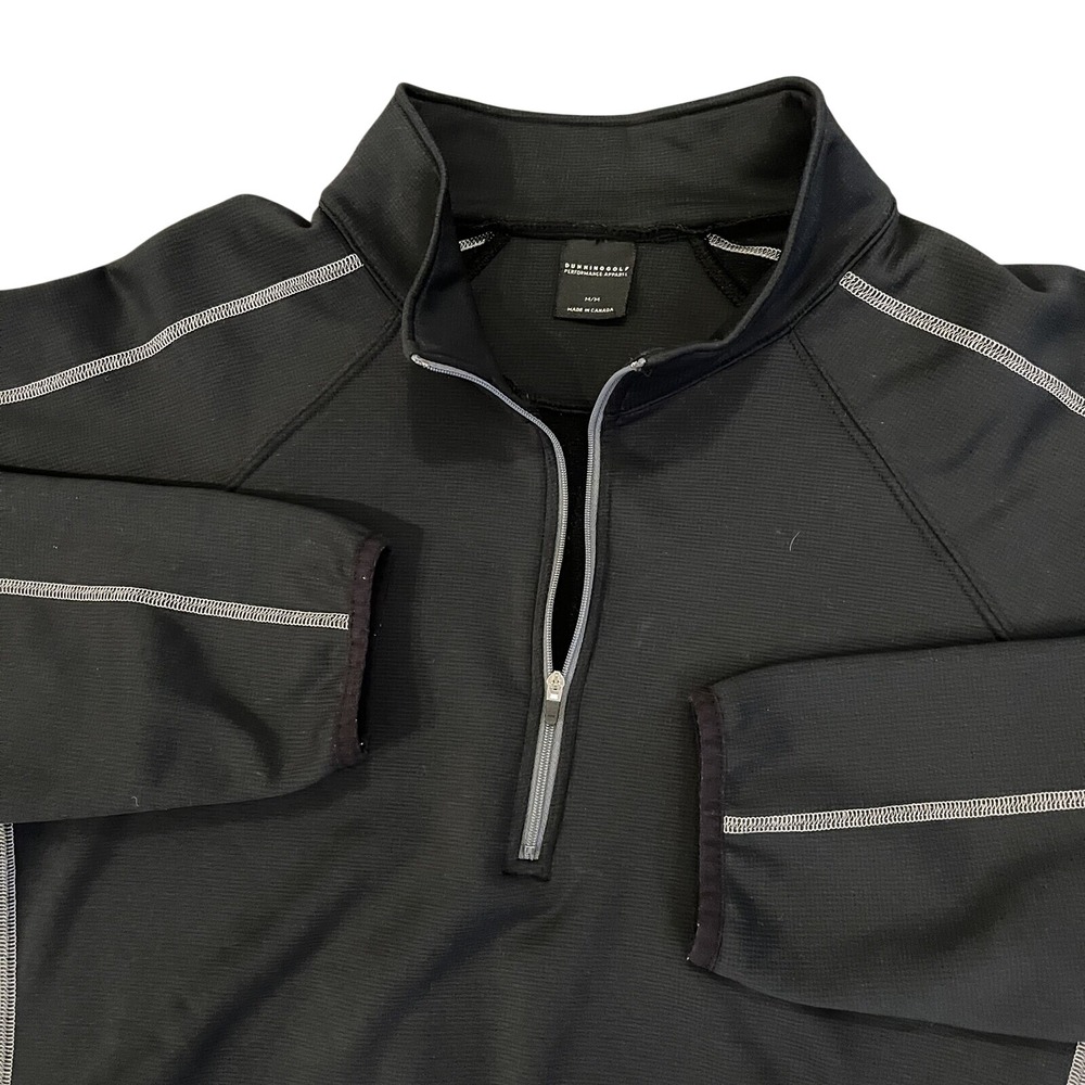 Dunning Golf Quarter Zip Pullover Mens Medium Black Contrast Stitch Performance